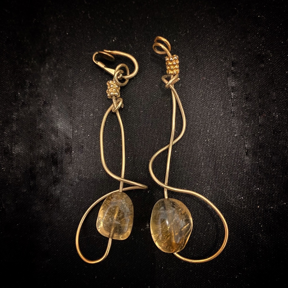 Kazuko Oshima vintage citrine and gold earrings